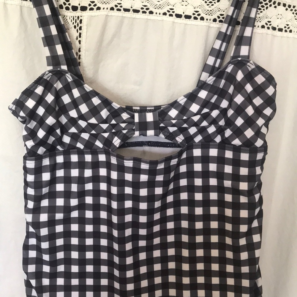 Black & White Gingham One-Piece Bathing Suit - Picture 7 of 10